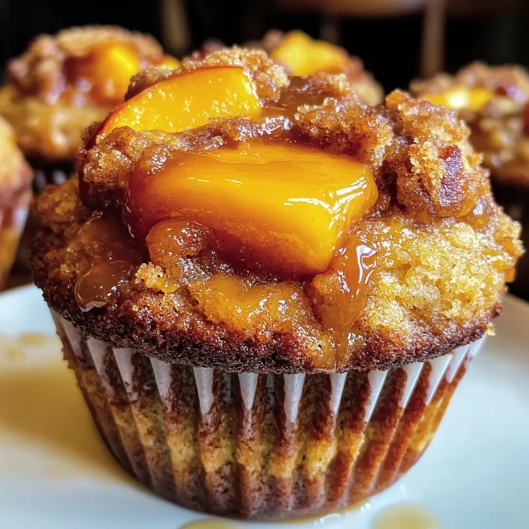 Jumbo Caramel Peach Cobbler Muffins
