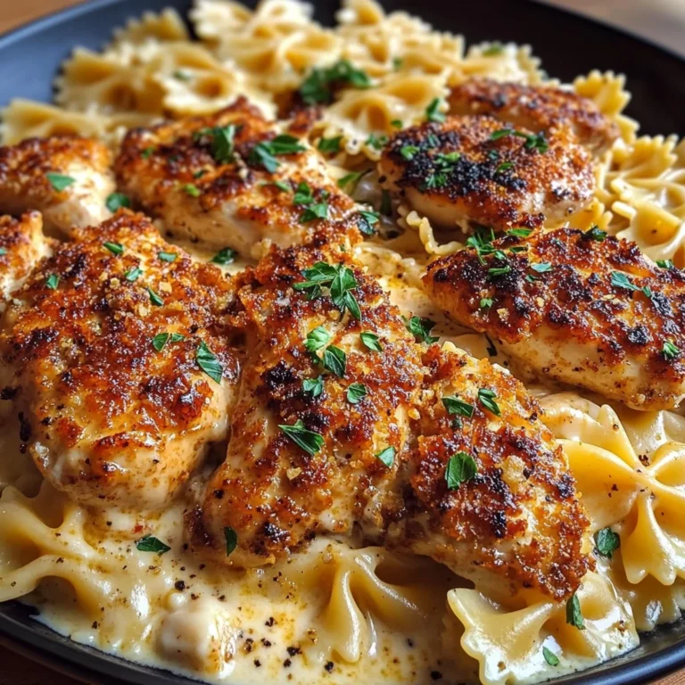 Cheesy Garlic Chicken with Cajun Alfredo Bowties