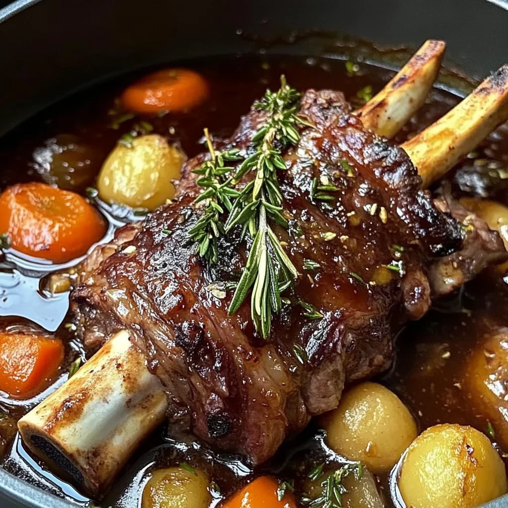 Red Wine-Braised Lamb Shanks with Rosemary & Root Vegetables