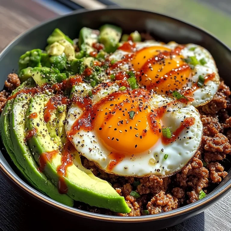 Spicy Avocado & Beef Protein Bowl with Fried Eggs