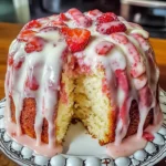Strawberry Cream Cheese Pound Cake with White Glaze