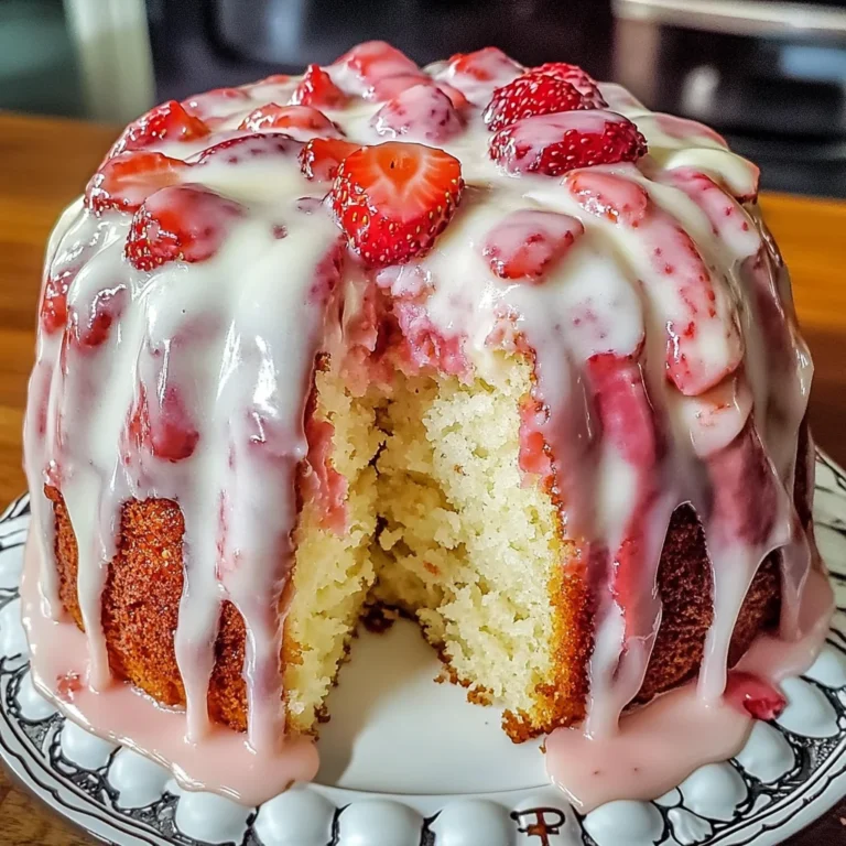 Strawberry Cream Cheese Pound Cake with White Glaze