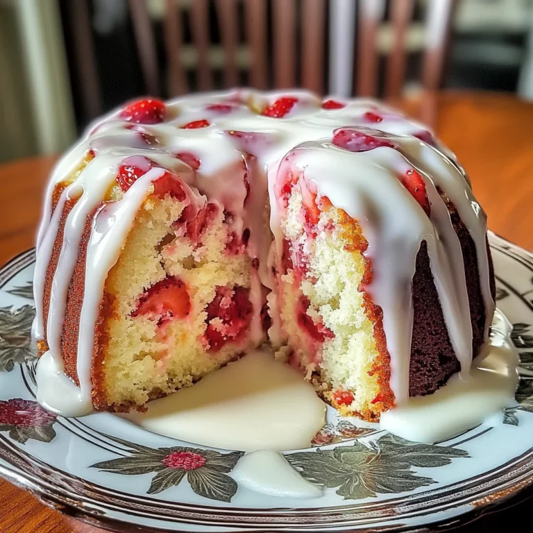 Strawberry Cream Cheese Pound Cake with White Glaze