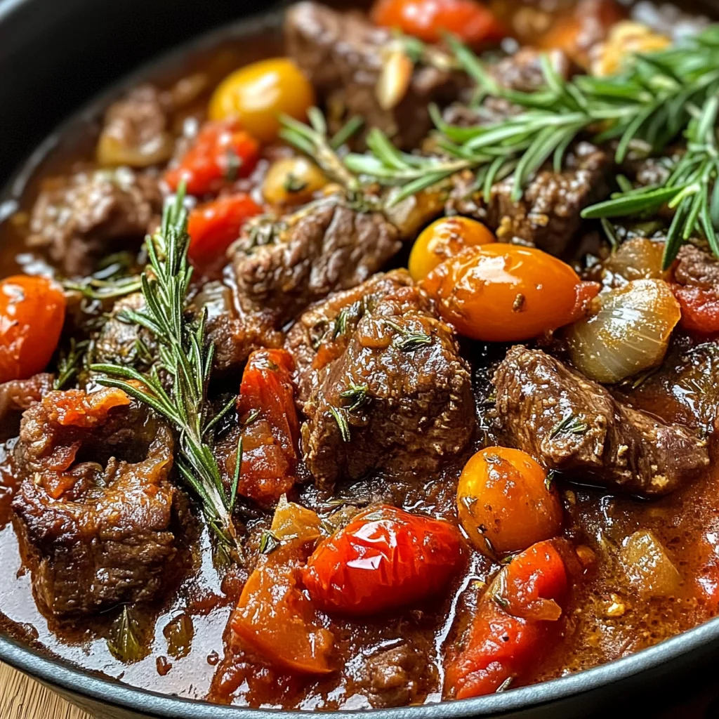 Tuscan Beef Casserole with Rosemary and Tomatoes